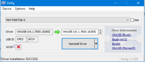Installing winusb driver for intel d2000